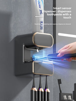 Electric Toothbrush Sanitizer & Automatic Toothpaste Dispenser