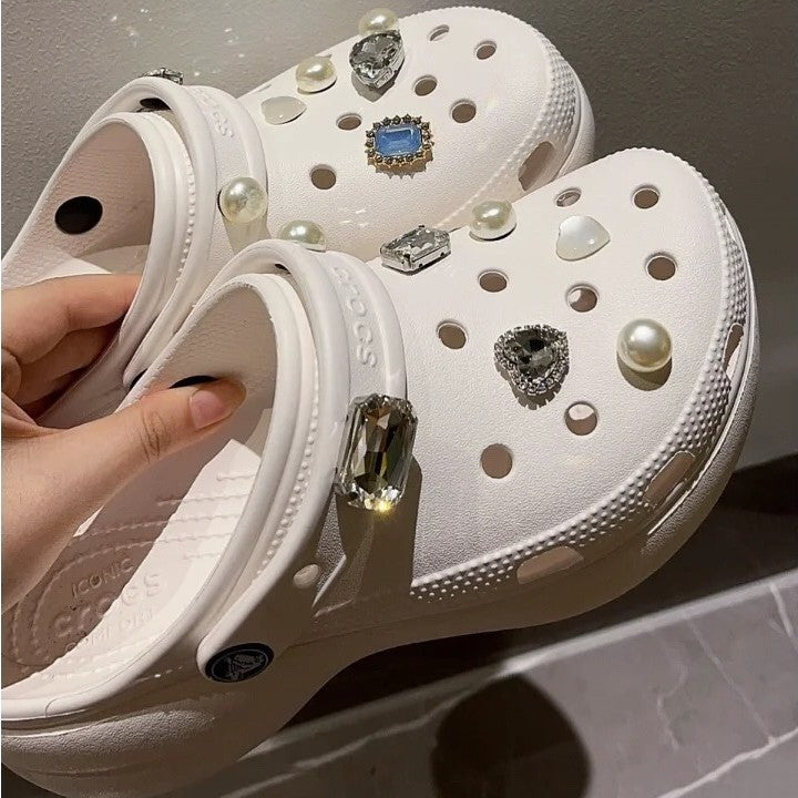 Elegant Floral & Water Drop Shoe Charms for Clogs