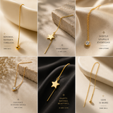 Titanium Steel Tassel Star Crystal Drop Earrings